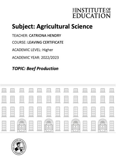 Leaving Cert Ag Science Institute Notes