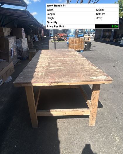 Heavy Duty Wooden Work Bench 124cm Workshop Table
