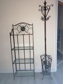 Coat stand and matching glass shelf stand