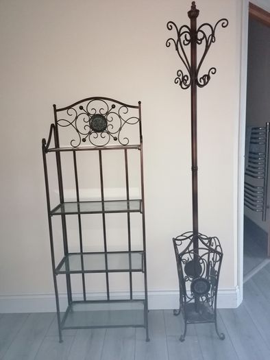Coat stand and matching glass shelf stand