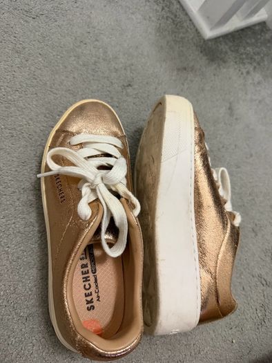 Skechers Rose Gold Metallic Low-Top Platform Sneakers
