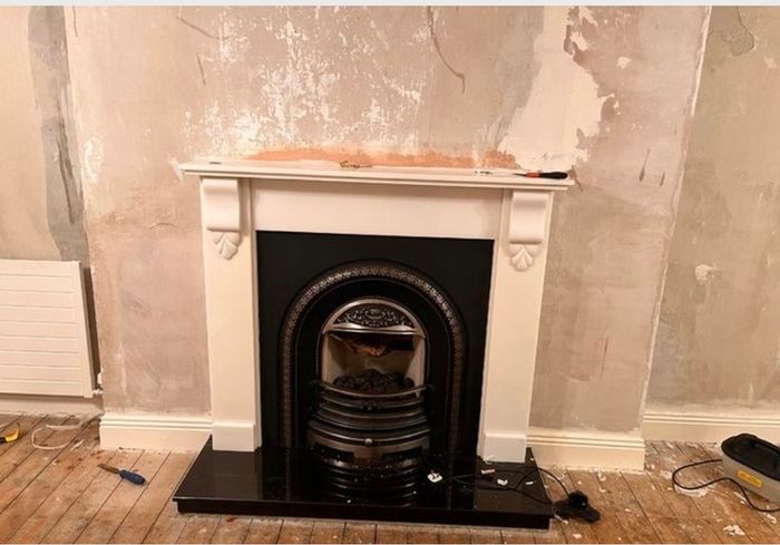 Fireplace back and hearth