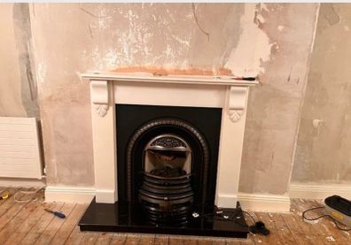 Fireplace back and hearth