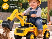 Ride On Excavator Digger for Toddlers with Helmet and Music Yellow