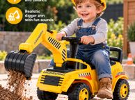 main image for ad Ride On Excavator Digger for Toddlers with Helmet and Music Yellow