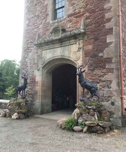 Pair of life size bronze deer statues