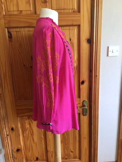 Monsoon Pink Long Sleeve embrodiered Blouse Size XL  includes post
