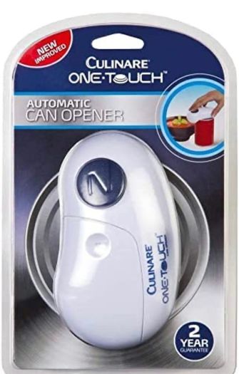One Touch Electronic Tin Opener | White | Plastic/Stainless Steel | Automatic Can Opener | Battery Operated/Hands-Free Use/Magnetic Lid Removal (FREE POSTAGE)