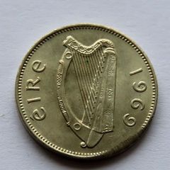 Ireland Six Pence coin strike error 1969 6d