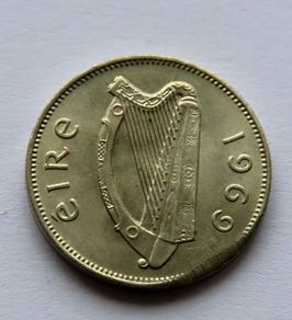 Ireland Six Pence coin strike error 1969 6d