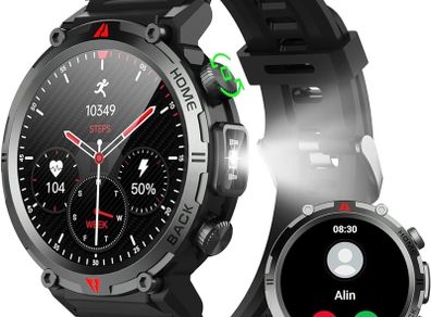 Smart Watch Answer/Make Call, 1.45" HD Touch Screen Smart Watch for Men, Fitness Watch 110+ Sports Modes, Smartwatch with Heart Rate Blood Oxygen Sleep Monitor Step Counter for Android iPhone