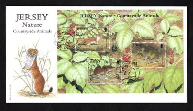 2007 Jersey Countryside Animals Common Shrew, Stoat, Brown Rat Commemorative Stamp Miniature Sheet First Day Cover (FDC)