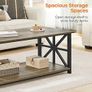 Modern Coffee Table with 2-Tier Storage, Wooden 100 cm Living Room Table with Round Corner, Centre Table with X-Frame Design for Home Office,Grey Wash Image 6