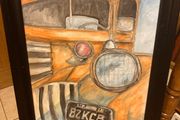 Oil painting of lorry framed free postage