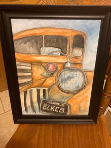 Oil painting of lorry framed free postage