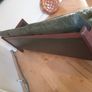 mid century teak and black leather sofa Image 4