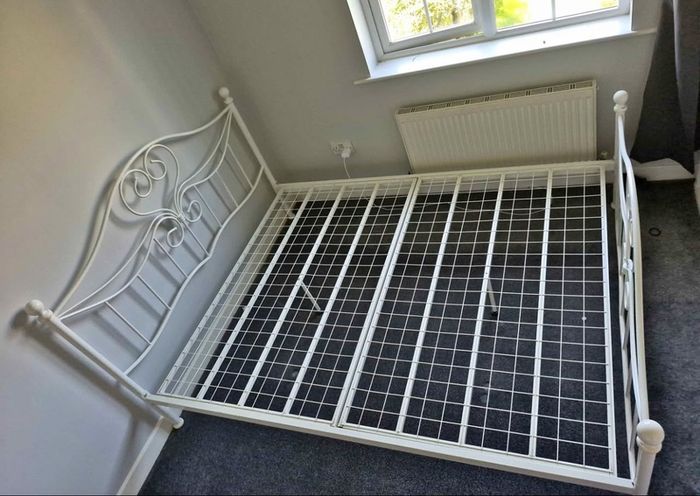 Beautiful White Solid Metal King Size Bed Frame - Can Deliver
