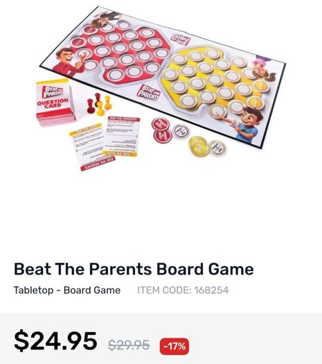 Beat The Parents Board Game - RRP - 22.99