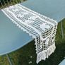 Vintage French Crochet Table Runner with fringe each end Image 5