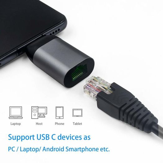USB-C Compact External Gigabit (1000Mbps) Ethernet/Network Card Adapter Gold-Plated/Aluminum-Alloy Adapter (Brand New/Warranty)