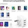 USB Plug, Multi USB Charger 5V 3A for iPhone X XR XS 8 7 6 6S Plus 5 5S 5C SE 14/14 Plus/14 Pro Max 13 12 11, Pad, UK Multiple Wall Charging Adapter Multiport Mains Power Adaptor Image 5