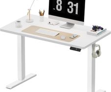 100 x 60 cm Standing Desk, Electric Height Adjustable Desk with 2 Hooks