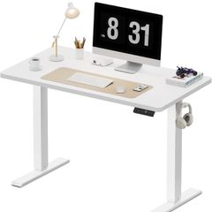 100 x 60 cm Standing Desk, Electric Height Adjustable Desk with 2 Hooks