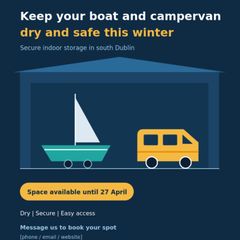 Secure indoor storage for boats and campervans in South Dublin