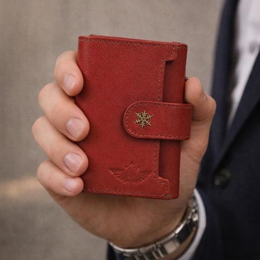 Genuine Leather Pop-Up Card Holder Wallet RFID Blocking Slim Credit Card Case