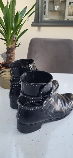 LK BENNETT black Hi-shine studded ankle boots Sz 40 (Fit 7UK)  - Rrp 229 (New)