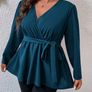 SHEIN  Teal Belted Peplum Blouse. Size 16. New Image 3