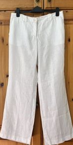 Ladies White Linen Trousers H&M.  Eu 40 Medium Size 12.  Nice Wide Leg. Dressy Or Casual.  In Super Condition.