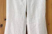 Ladies White Linen Trousers H&amp;M.  Eu 40 Medium Size 12.  Nice Wide Leg. Dressy Or Casual.  In Super Condition.