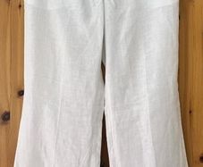 Ladies White Linen Trousers H&M.  Eu 40 Medium Size 12.  Nice Wide Leg. Dressy Or Casual.  In Super Condition.