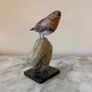 Hand-Carved Gemstone European Robin on Tourmalinated Quartz Base Image 3