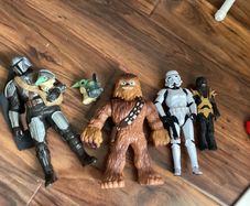 Star Wars Action Figure Bundle Mandalorian, Grogu, Chewbacca & Stormtrooper