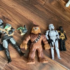 Star Wars Action Figure Bundle Mandalorian, Grogu, Chewbacca & Stormtrooper