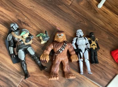 Star Wars Action Figure Bundle Mandalorian, Grogu, Chewbacca & Stormtrooper