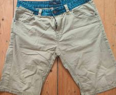 FSBN Men's Shorts - Beige/Tan with Denim Waistband - Size L