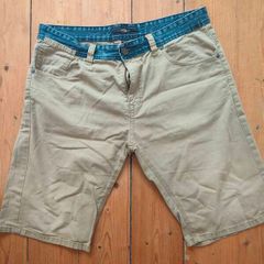 FSBN Men's Shorts - Beige/Tan with Denim Waistband - Size L