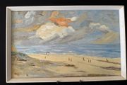 Vintage Mid-Century Oil Painting - "Southwold Beach" by P. M. Studd (Exhibited Guildhall)