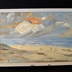 Vintage Mid-Century Oil Painting - "Southwold Beach" by P. M. Studd (Exhibited Guildhall)