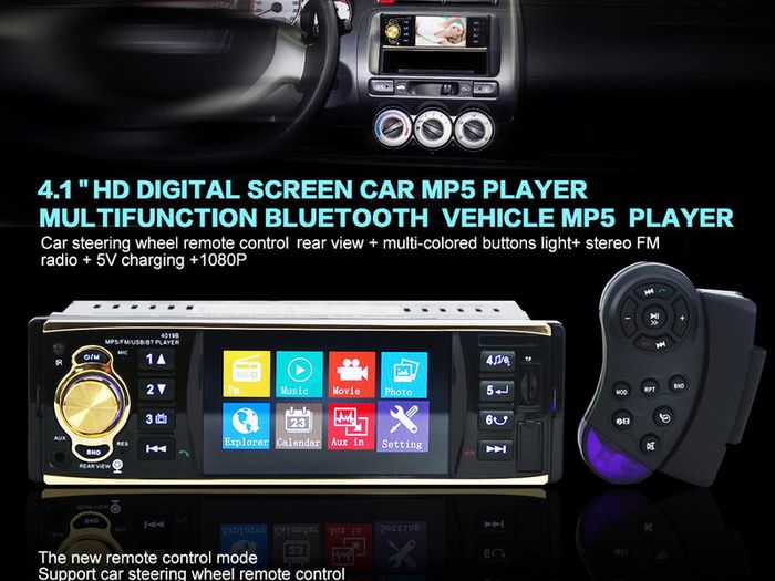 New Car Van 1 One Din MP3 player AUX Car Radio Audio Stereo USB AUX FM Radio Station Bluetooth with Rearview Camera Remote Control