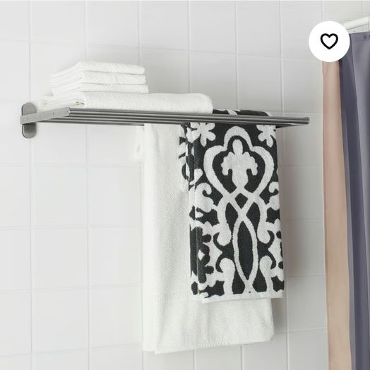 Wall shelf with towel rail, stainless steel, 62X23 cm