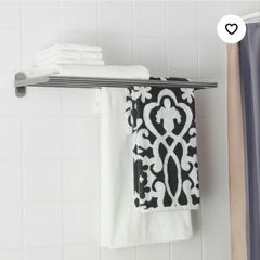 Wall shelf with towel rail, stainless steel, 62X23 cm