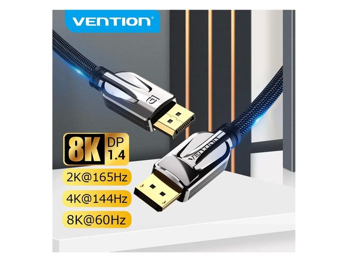 VENTION 3M Premium DisplayPort 1.4 UHD/3D 8K (7680x4320@60Hz) 32.4Gbps Luxury Model (Zinc Alloy/Nylon Braided/Gold Plated) Cable (Brand New/Warranty)