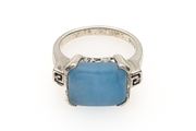 925 Vintage Sterling Silver &amp; Blue Chalcedony Ring