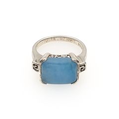 925 Vintage Sterling Silver & Blue Chalcedony Ring