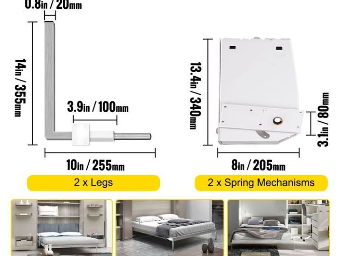 Bed Kit king And Queen  Size Bed Heavy Duty Support Hardware DIY Kit Mounting Wall Springs Mechanism(Vertical)