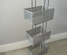 Dunnes Stores 3-Tier Metal Storage Caddy with Decorative Baskets in Grey